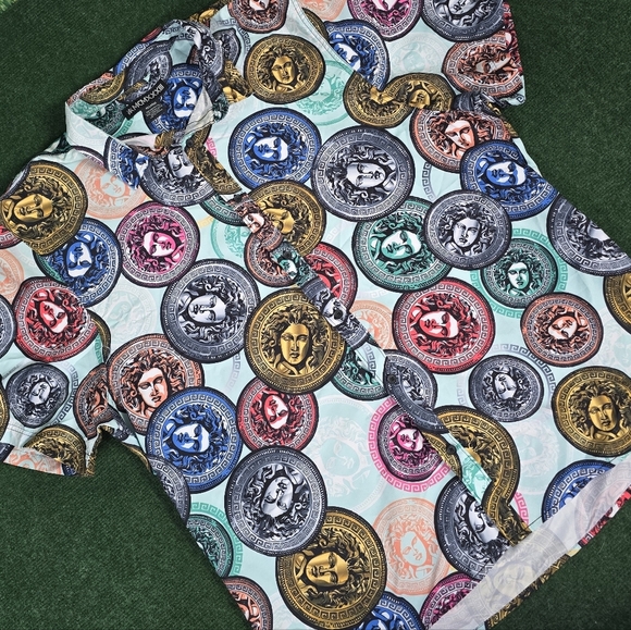 Red Ape | MCMXXXIII Medusa Coin Flip Button Down Mens Shirt - Plus SIZE 4x - Picture 2 of 16